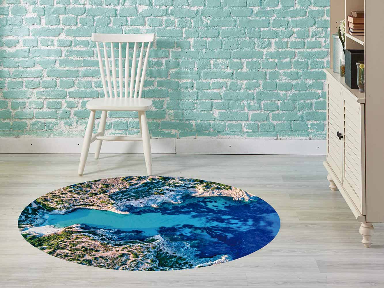 Alfombra de baño con estampado de paisaje marino, Felpudo de