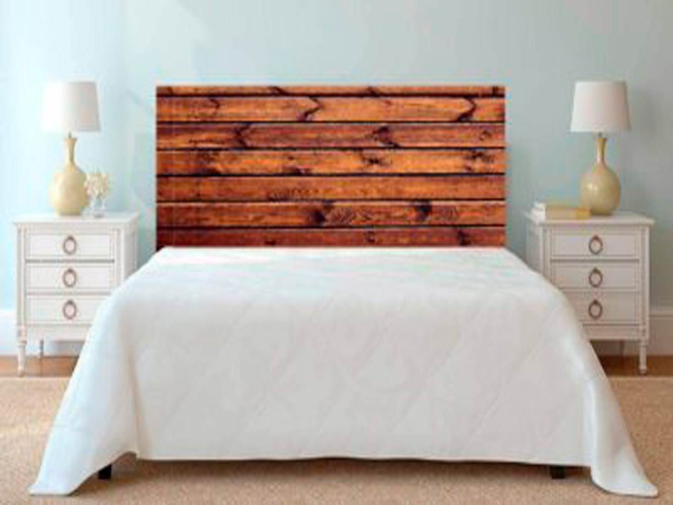 Cabecero de cama impreso de madera