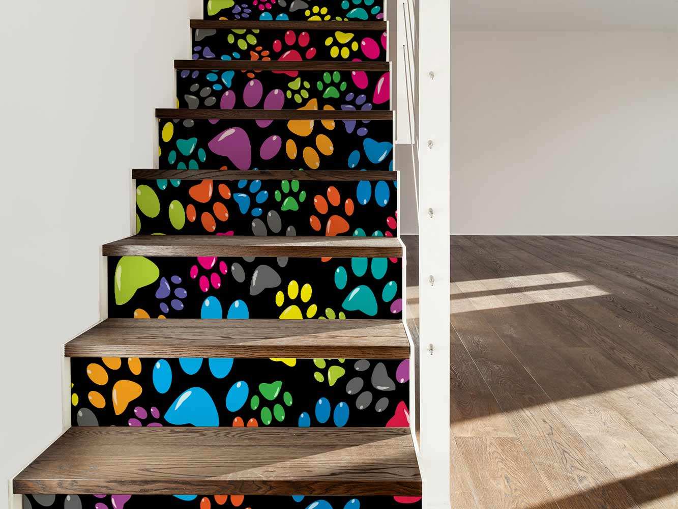 Calcomanías abstractas multicolor autoadhesivas para escaleras de vinilo,  pelar y pegar, para escaleras y escaleras
