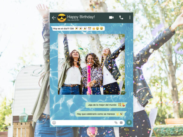 Photocall Instagram felices fiestas fondo azul personalizado con tu foto,  nombre y fecha