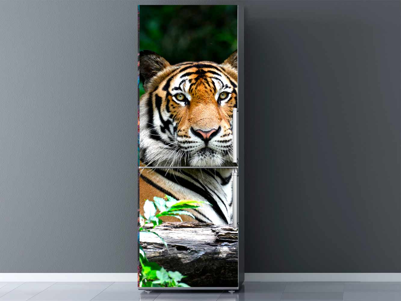 Vinilo decorativo para panel de refrigerador con diseño de gato, cubierta  de lavavajillas con reflejo de tigre, adhesivo magnético de animales para